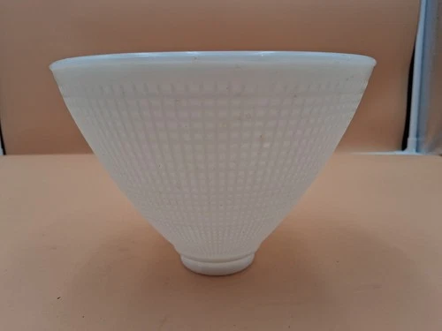Vtg. 8" White Milk Glass Waffle Pattern Floor Table Lamp Diffuser Shade