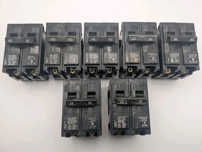 Lot of 7 Siemens Type QP 2-Pole Circuit Breakers (40A, 35A, 25A) 120/240V