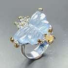 Gem jewelry Natural Aquamarine Ring 925 Sterling Silver Size 8 /R471247