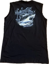 MAUI AND SONS SHARK Since The Beginning Black Sleeveless Shirt Men M Gym Running