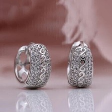 2Ct Round Cut Simulated Diamond Women's Hoop Earrings In 14k White Gold Plated