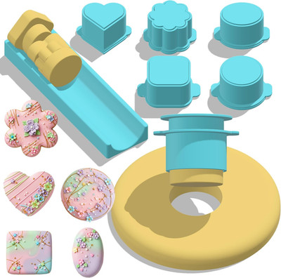 5 PCS Cake Pop Mold Set with 7.87-inch Tray, Heart Square Cloud Oval Round 3D Pr