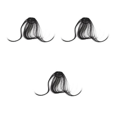 3 Count Clip in Bangs Echthaar Extensions Schwarz Falscher Pony Haarspangen Für