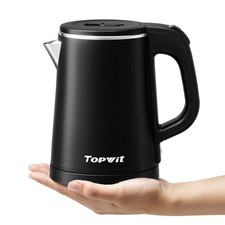 TOPWIT 0.8L Small Electric Kettle, Portable Travel Stainless Steel, Black