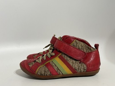 Vtg Christian Dior by John Galliano Red Leather Monogram Sneakers 36