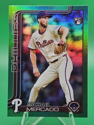 2025 Topps #582 Michael Mercado Rookie /99,RC Green Rainbow Foil