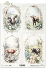 Rustic Cows | A4 Rice Paper | Paper for Decoupage | ITD Collection