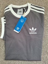 Adidas Originals Men UK XS 3-Stripes 32" Tee Shirt HM8276 Grey