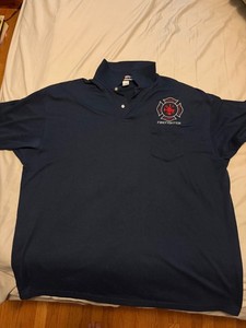 Firefighter Duty Shirt-Used, Garfield Heights Fire Dept. XXL, Navy, no holes