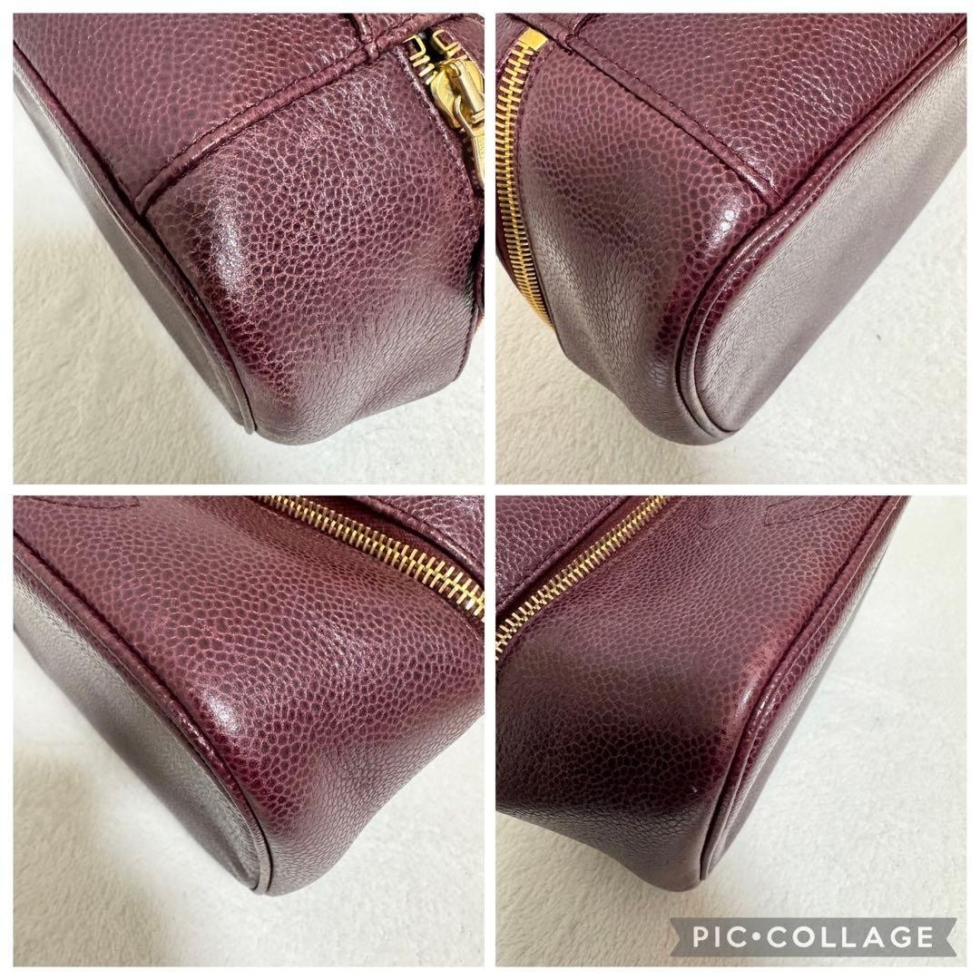 Chanel Vanity Bag Makeup Pouch Bordeaux Burgundy Leather Coco Mark Used Japan thumbnail 9