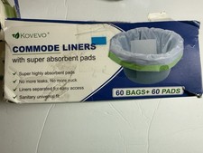 Kovevo 60 Pack Commode Liners with Absorbent Pads Portable Toilet Liners and Pad