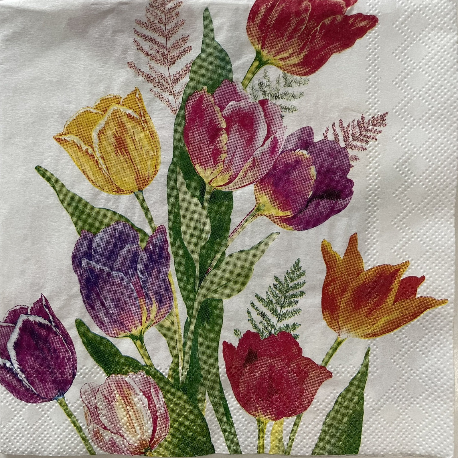 4 Cocktail paper napkins Bright Tulips Spring Flowers Floral for decoupage