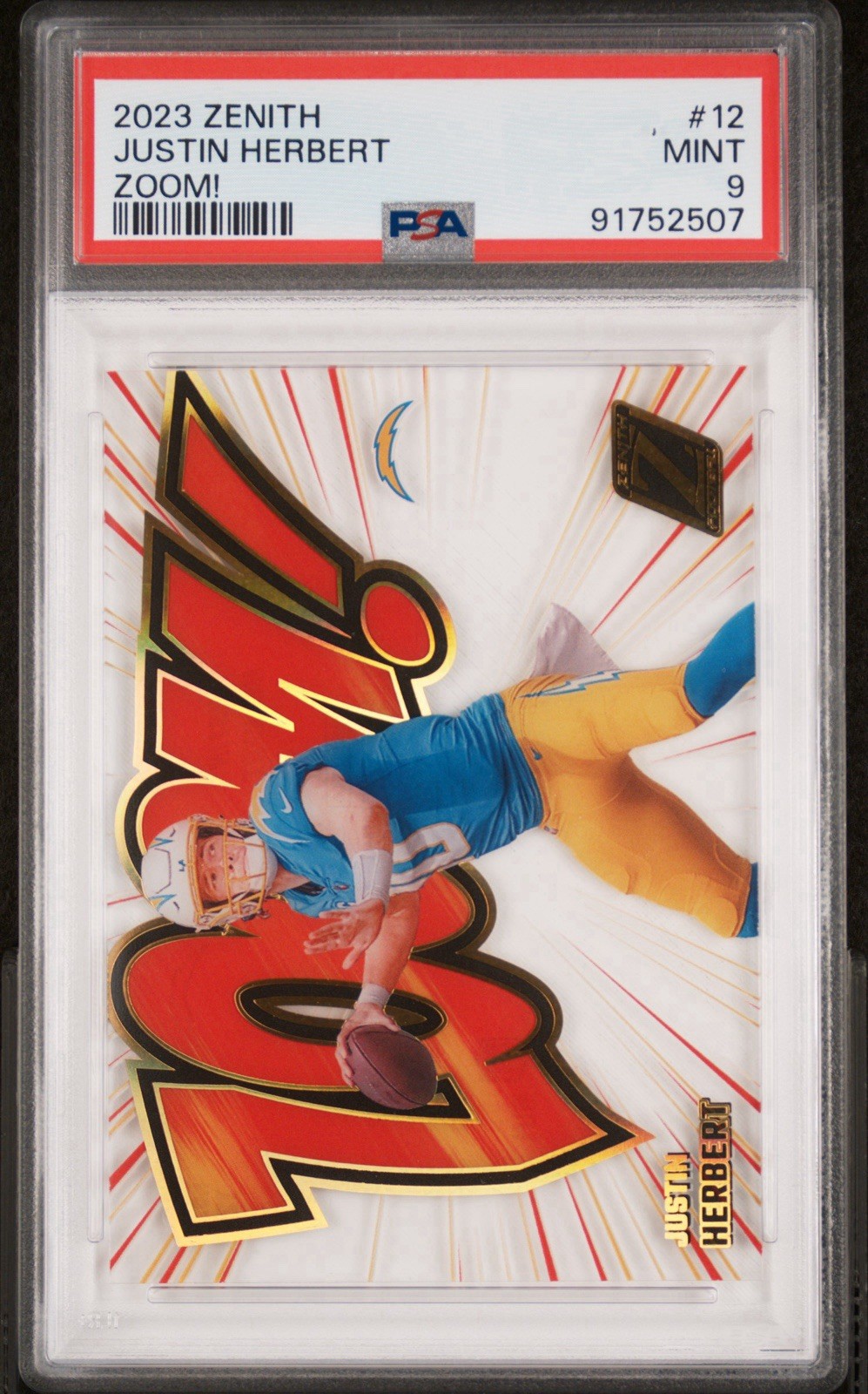 Rare 2023 Panini Zenith - Zoom! Justin Herbert #12 PSA 9