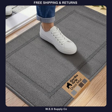 Gorilla Grip Indoor Door Mat 35x22 Gray Heavy Duty Rubber Backing Entry Rug
