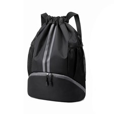 Sports Drawstring Backpack - String Swim Gym Bag with Shoes Compartment and W...