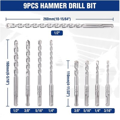 Rotary Hammer Bits & Chisels for Concrete, Stone, Brick