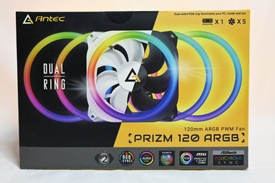 ANTEC PRIZM 120MM ARGB PWM Fan 5 Pack with Fan Controller/HUB - WHITE