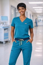 FIGS Teal Scrub Set Women  s XXS Petite V-Neck Top Jogger Pants Medical