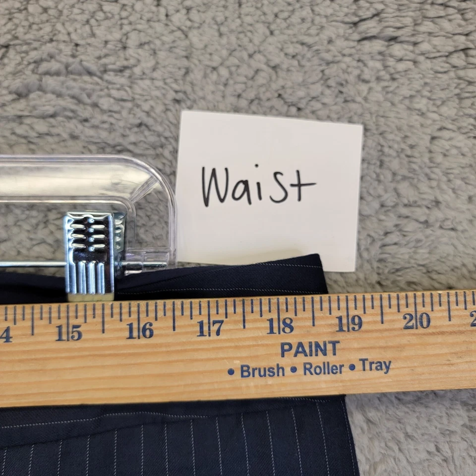 Merona Chino Pants Womens 14 Navy Blue Pinstripe Wide Leg Business Career Preppy - Image 3 of 4