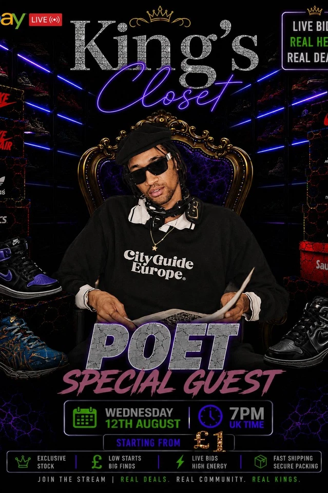 £1 STARTS!  With Special Guest POET selling 🔥 Nikes, Adidas & More ‼️