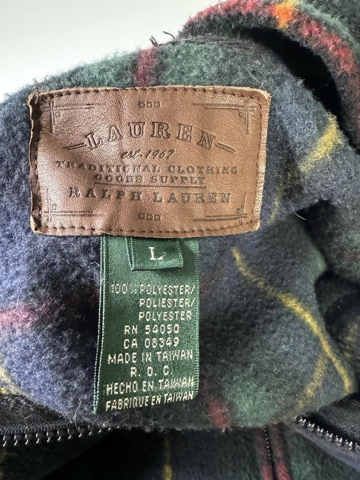 Vintage Y2K Lauren Ralph Lauren Plaid Fleece Hooded Vest Size Large - Image 4 of 4