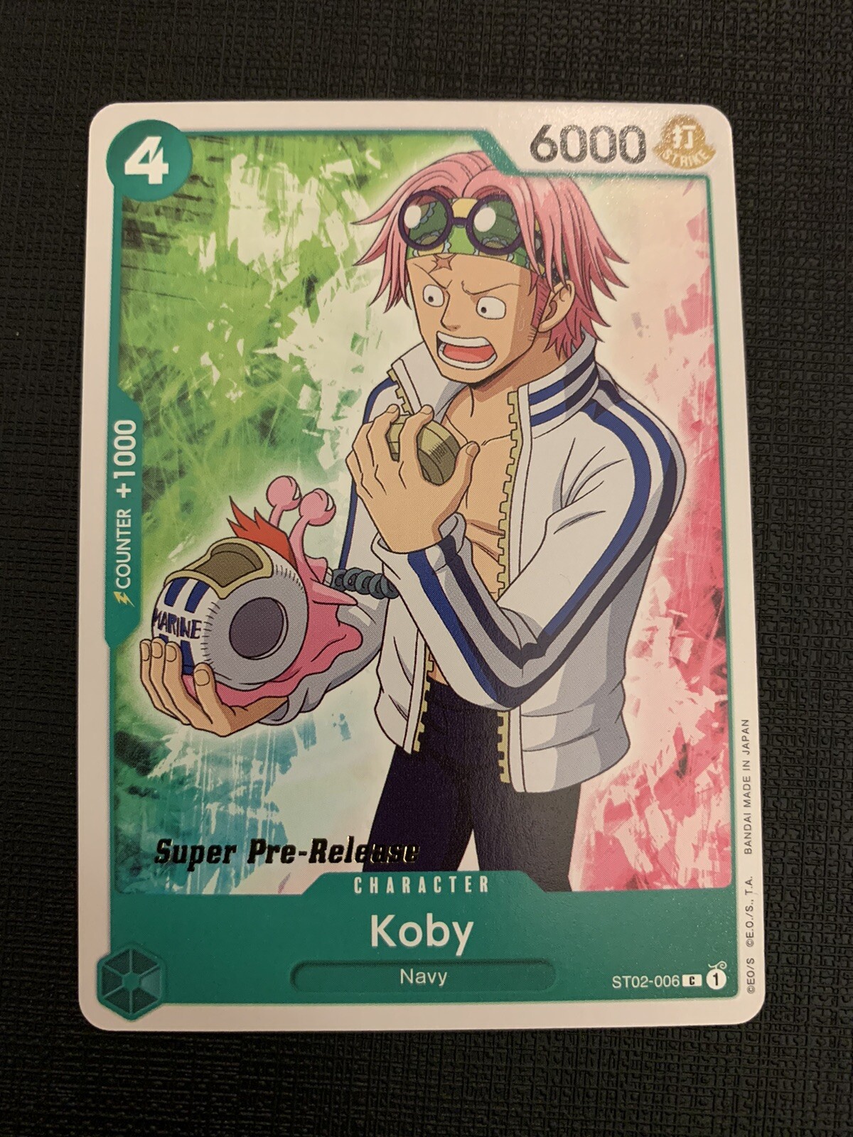 One Piece TCG Super Pre Release 1st Edition Koby ST02006 Kid Starter