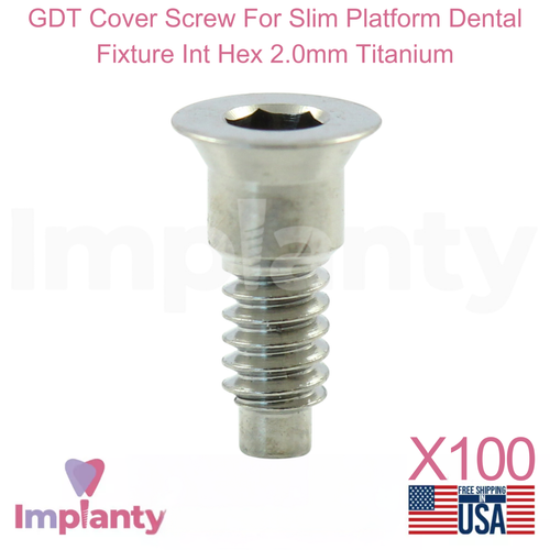 100x Tornillo de cubierta GDT para accesorio dental de plataforma delgada hexagonal interior 2,0 mm titanio - Imagen 1 de 3