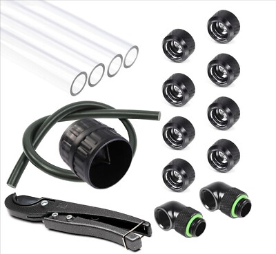 Barrow water cooling OD 16mm ID 12MM PETG rigid Hard Tube Starter Kit - Black