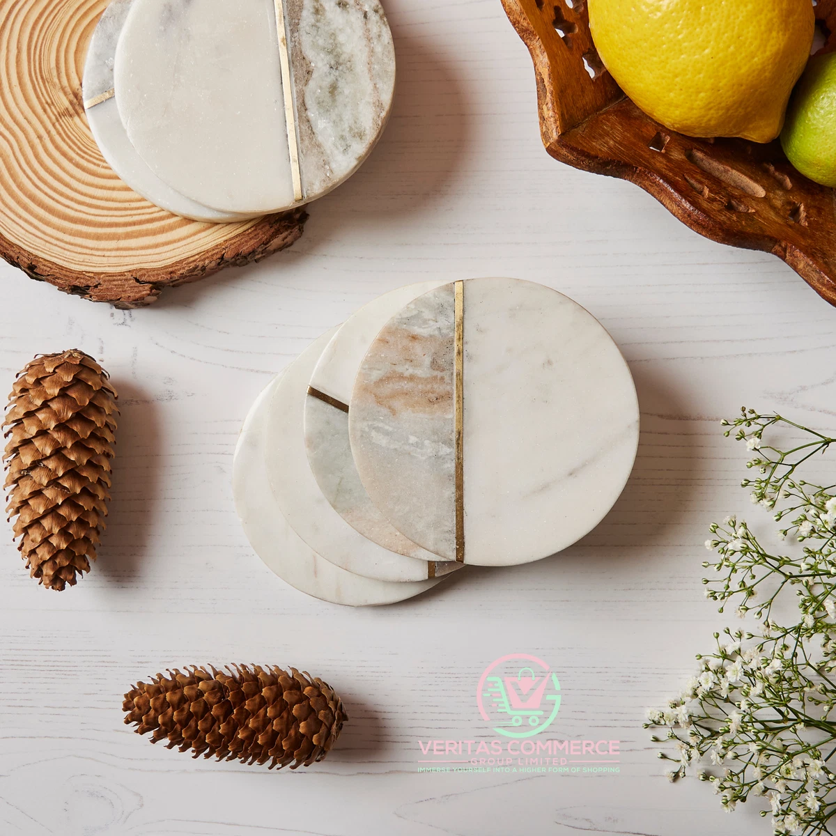 Grey and best sale white coasters