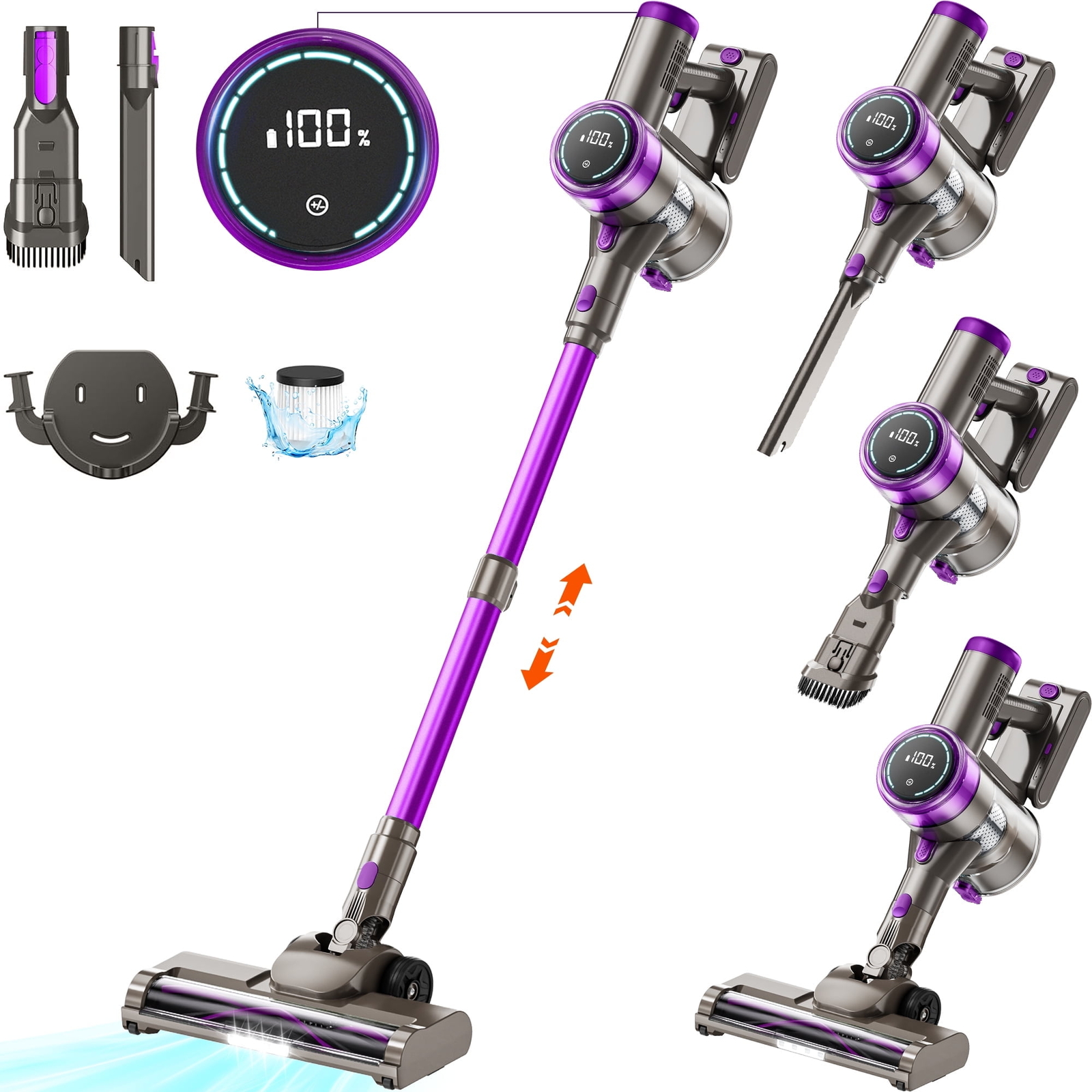 Cordless Vacuum Cleaner 38000Pa/400W 50Min 2200Mah Lightweight Stick Vacuum Clea