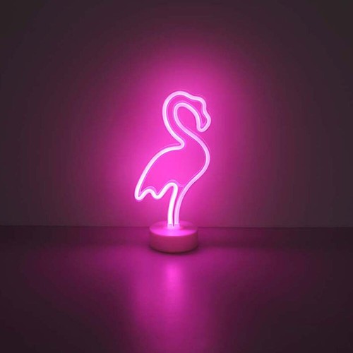Tischleuchte Neonleuchte Dekolampe LED Flamingo weiß pink Batterie Kinderzimmer - Bild 7 von 12