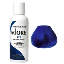 Adore Semi Permanent Hair Ocean Blue Dye Color 118mL Vibrant Vivid Long Lasting