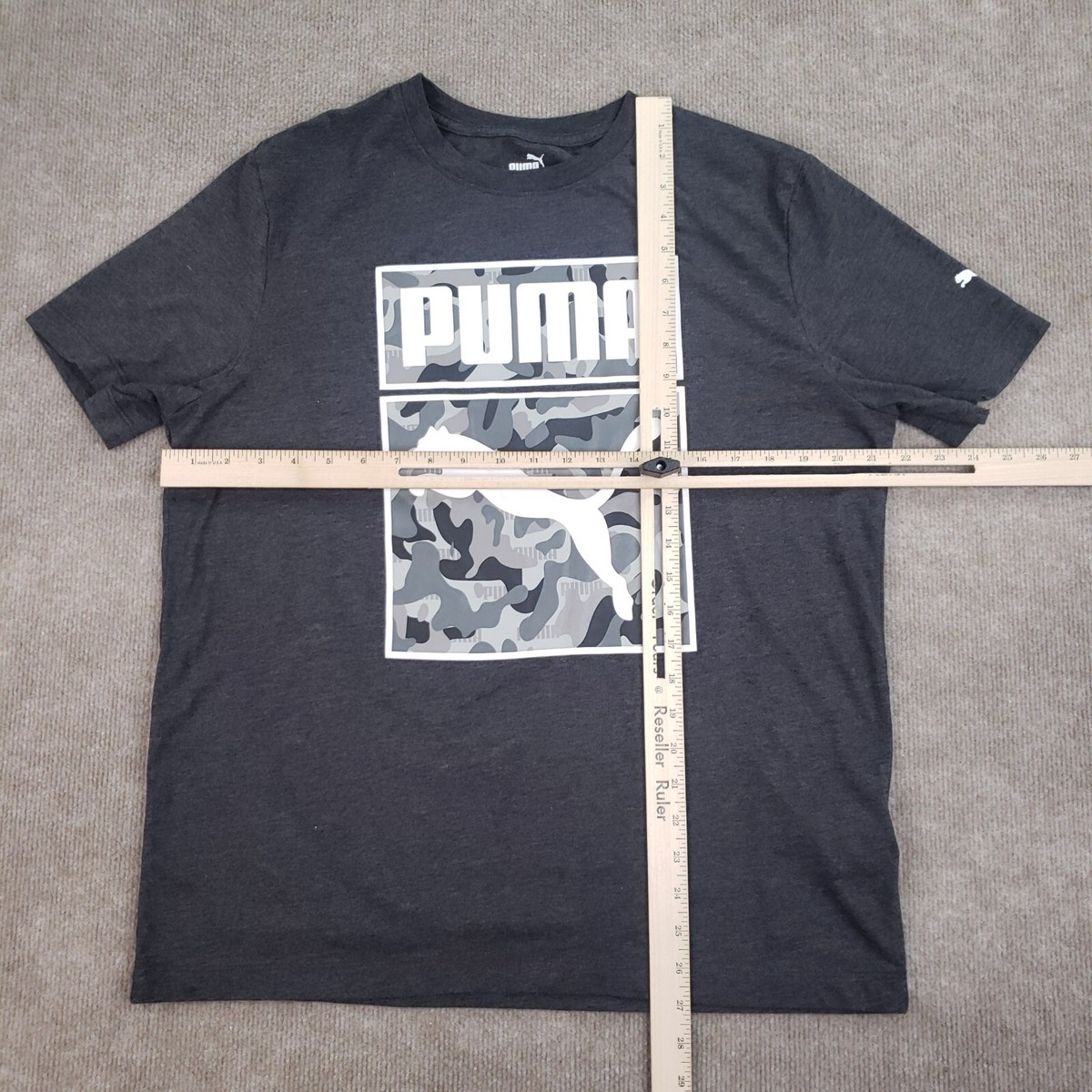 Puma T-Shirt Mens Large Gray Logo Crew Neck Short Sleeve Graphic