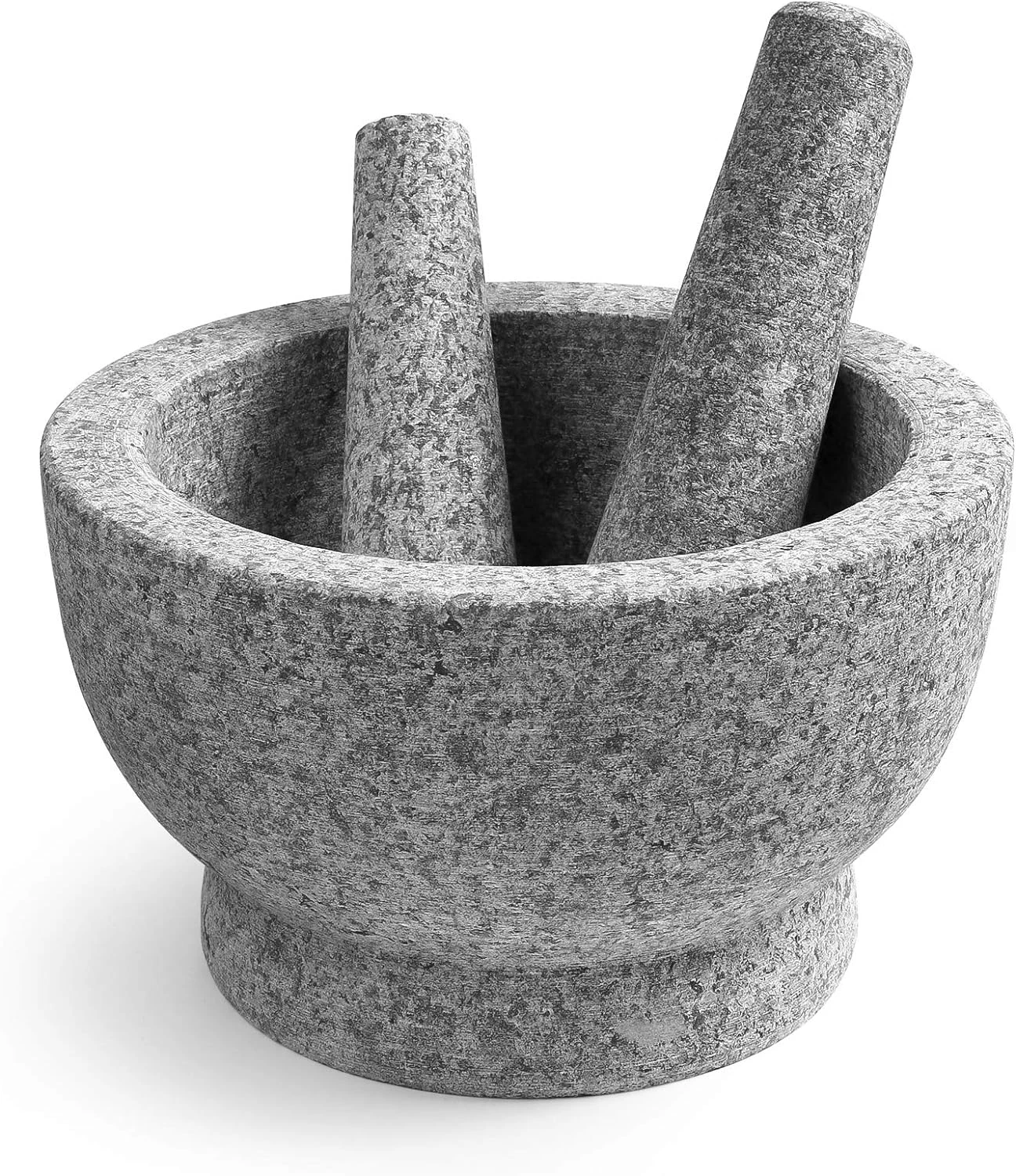 8 Inch Large Capacity Mortar and Pestle Set - One Mortar and Two Pestels - Natur