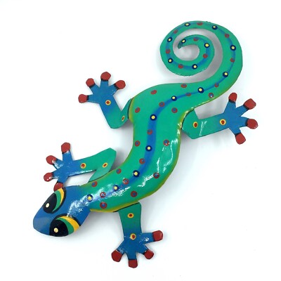 Gecko Lizard Collectible 13'' Tropical Indoor Outdoor Decor Metal Art FU 