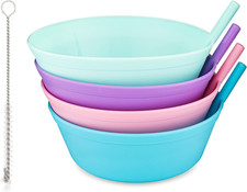 Cereal Bowls with Straws for Kids Childrens Bowls with Straw Built in for Kid...