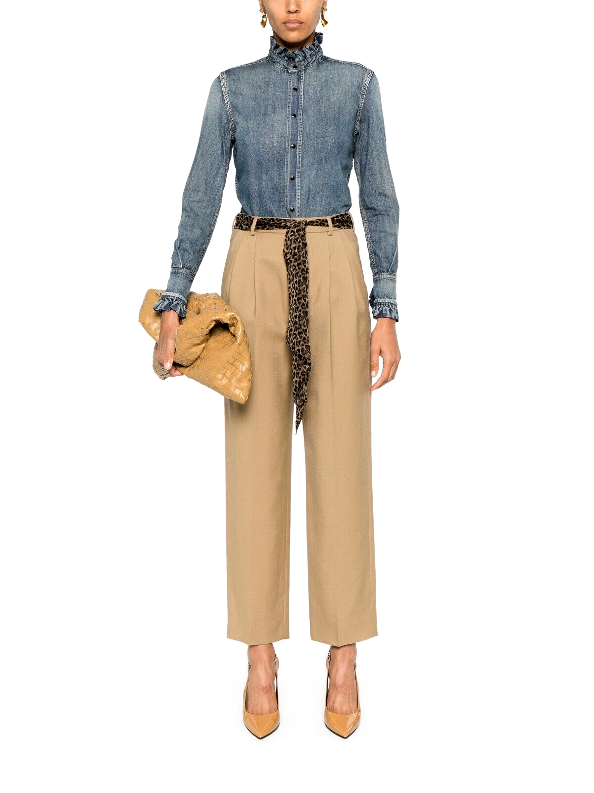 Saint Laurent pantaloni plissettati con cintura donna taglia 40