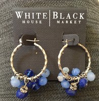 White House Black Market Silver Tone Blue Bauble 1 Hoop Earrings-rv $28-nwt White House Black Market Silver Tone Blue Bauble 1 Hoop Earrings-rv $28-nwt