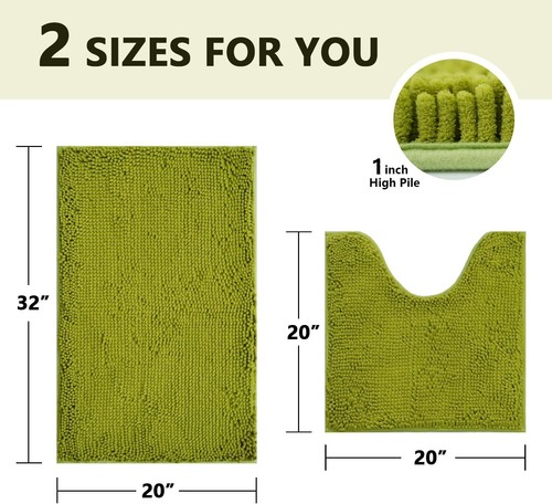 Chenille Bath Rug Set 2-Piece - Absorbent Non-Slip Mats Soft Bathroom Decor - 第 215/239 張圖片