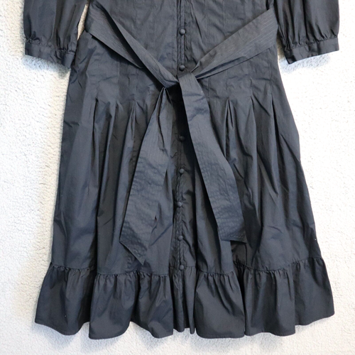 EUC Veronica Beard Dress 14 Black Midi Button Belted Izie V Prairie Lined Boho - Picture 5 of 14