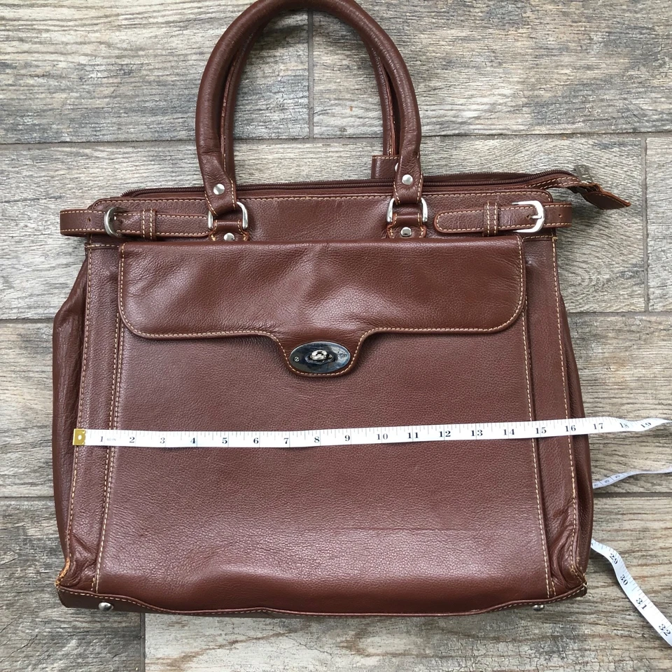 APC Brown leather briefcase bag 16x12 Double handle - Image 2 of 4