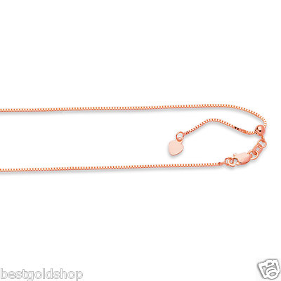 Bis zu 22 Zoll verstellbare venezianische Box Kette Halskette echt 14K Rotgold 0,85 mm 