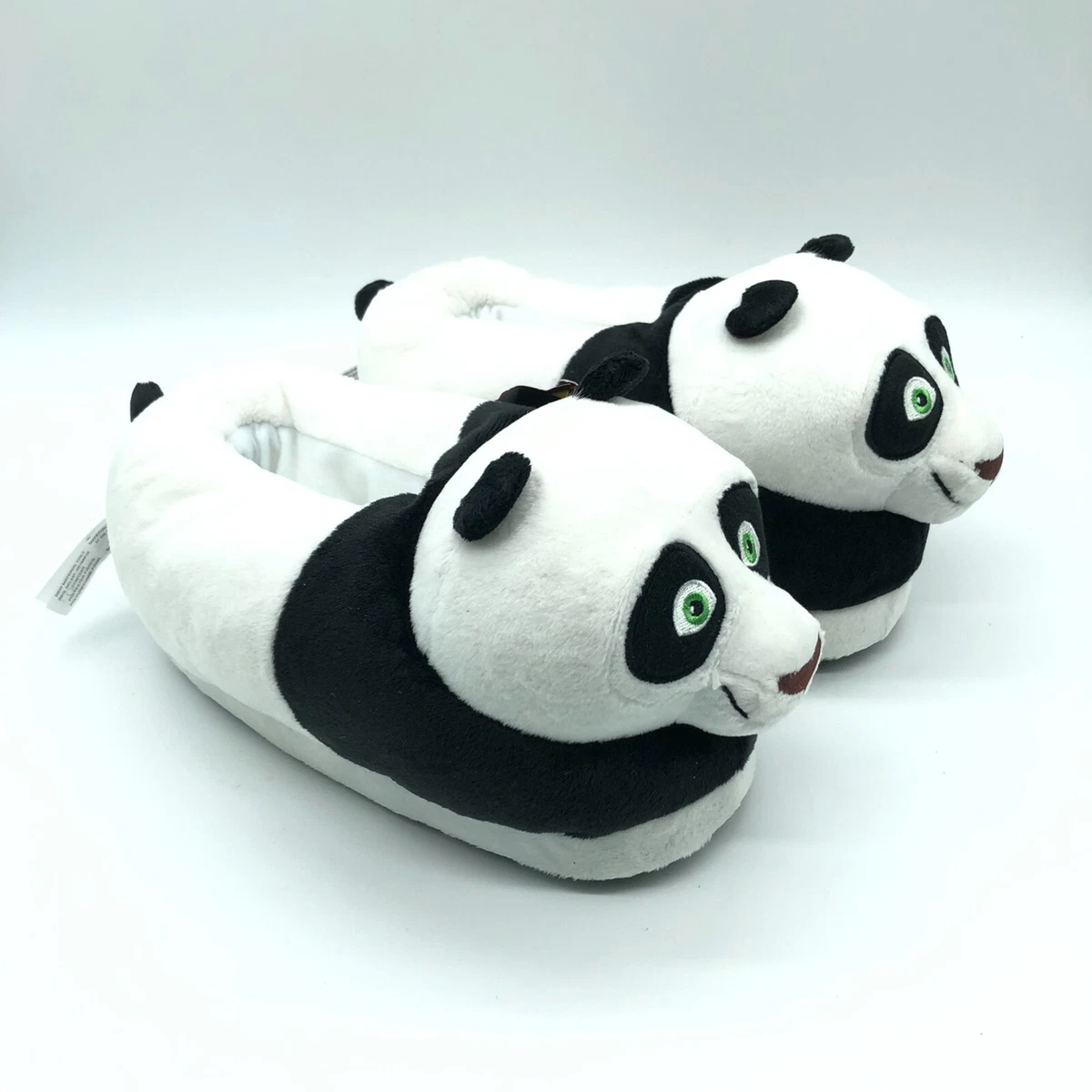 Kung Fu Panda Kids Plush Slippers Novelty Slip On Black White Size 1