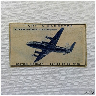 Turf Cigarette Card British Aircraft #50 Vickers Viscount 701 (A) (CC82)
