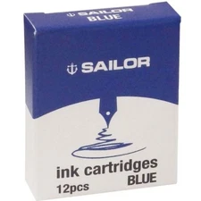 Sailor Fountain Pen Jentle Ink Cartridge Refills 12 Pack Blue - 13-0402-140