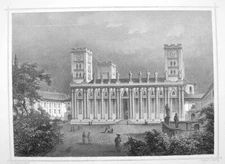 HUNGARY Cathedral of Pecs or Funfkirchen Five Churches - 1860 Antique Print