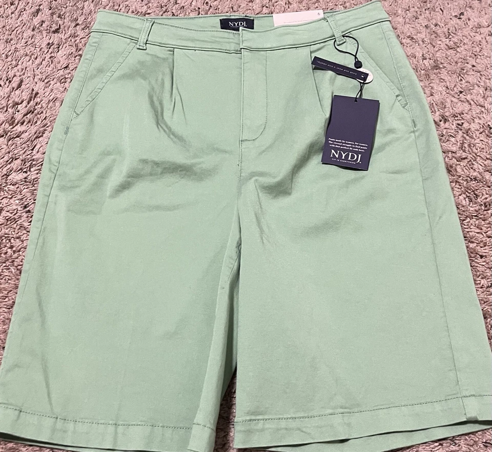 NWT WOMENS NYDJ RELAXED SOLID BERMUDA SHORTS-SIZE 6-LIME GREEN