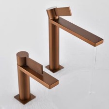 Brushed Rose Gold Vessel Sink Faucet Bathroom Single Handle One Hole Basin Tap