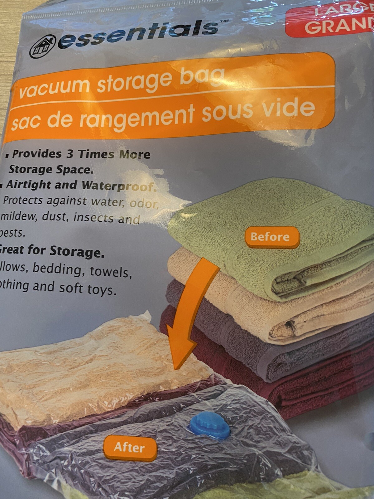 Lot of 2 Essentials Vacuum Storage Bags Large 17.5 X 27.5 Inches New