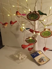 Lot Of 11 Bird Ornaments. 9 Enchanted Forest, 1 Mushroom Bird And 1 Christmas...